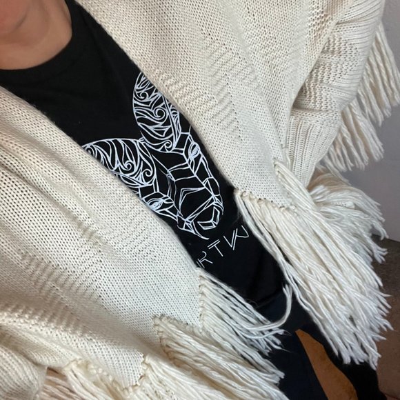 Cream Fringe Sweater - Blue B - Boho, comfy, soft - Picture 5 of 8